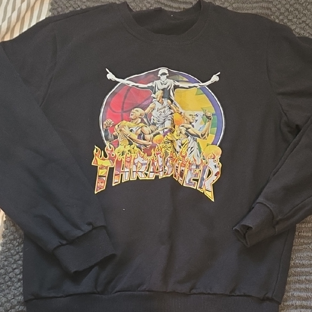 Thrasher X Los Angeles Lakers‎ Black Multicolor Graphic Crewneck Sweater